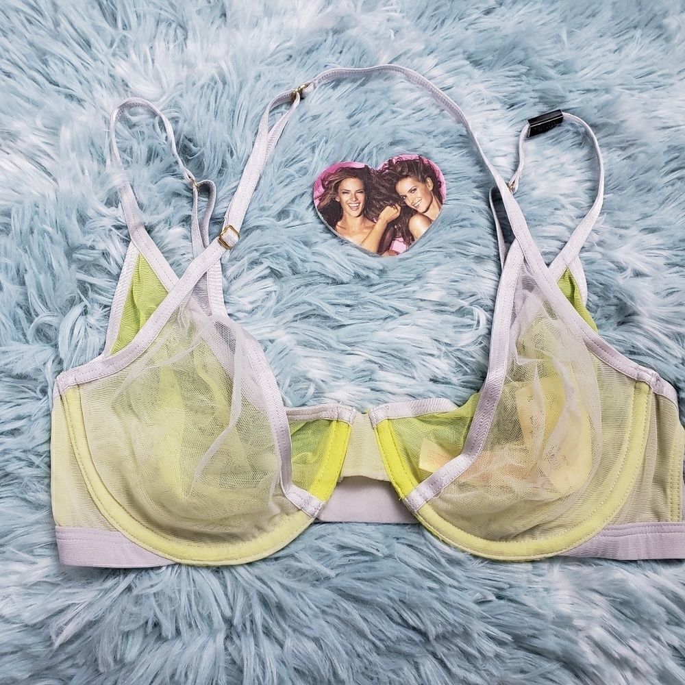 VS Strappy Unlined Halter Cutout Bra Mesh 32 D